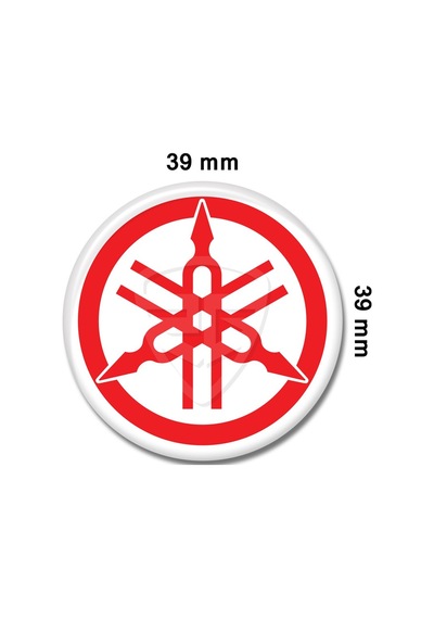 Yamaha Logo 8'Li Koruma Takozu 3D Sticker Etiket Beyaz Kırmızı