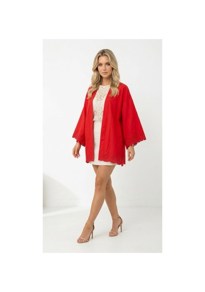 Lila Mare Pamuk Fistolu Pullu Kimono Renkli Renkli