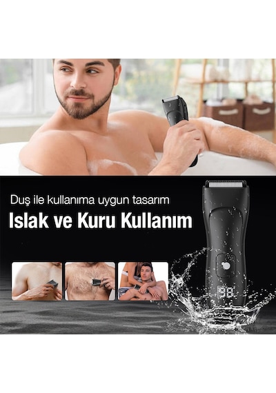 Ezere Su Geçirmez Dijital Göstergeli Saç Sakal Vücut Tıraş Makinesi