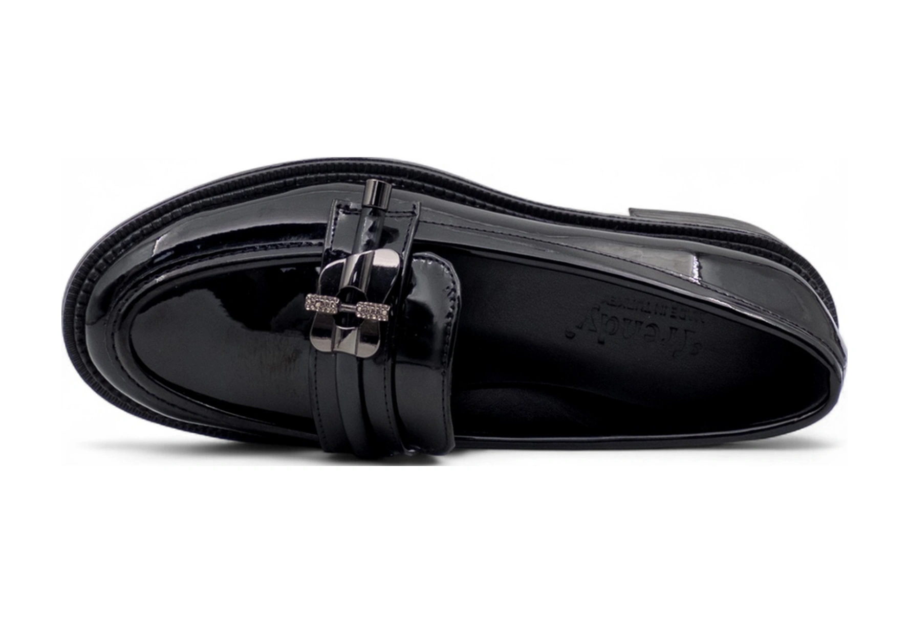 Trendy 0701 Toka Detaylı Rugan Kadın Loafer Siyah