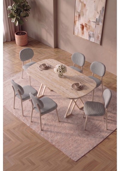 Hooli 90x168 Traverten Mdf Masa, Metal X Ayak, Metal Sandalye, 6 Kişilik Mutfak Masası Takımı Ve Yemek Masası Takımı Gri Hooli 90x168 Traverten Mdf Masa, Metal X Ayak, Metal Sandalye, 6 Kişilik Mutfak Masası Takımı Ve Yemek Masası Takımı Gri