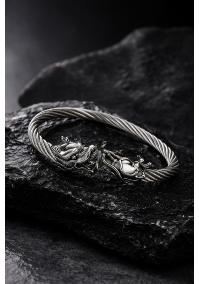 Viking Ejderha Başlı Çelik Bileklik Güç, Cesaret Ve Sadakati Sembolize Eden Erkek Çelik Bileklik Diğer