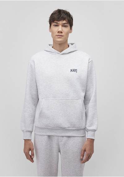 Mavi - Mavi Logo Baskılı Kapüşonlu Gri Sweatshirt 0s10173-82498 Gri
