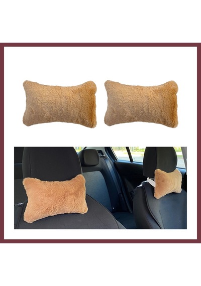 Storeşahin Yumuşak Peluşlu Ortopedik Araba Seyahat Boyun Yastığı 2'li Kahverengi Shn0720