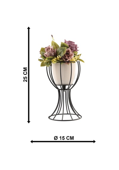 Anafor Saksılık Siyah 25 Cm Krem Saksı