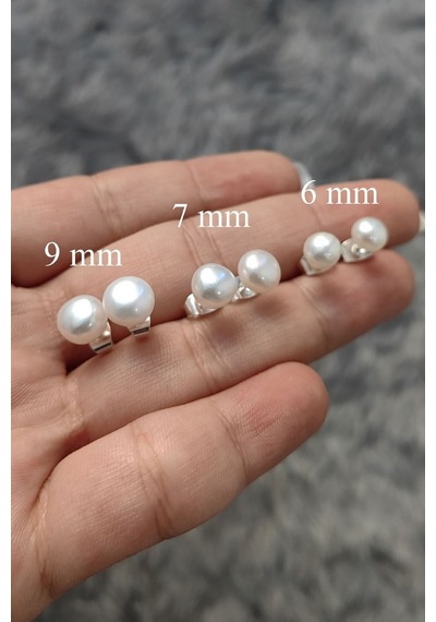 Chavin Bayan 8-9 Mm Gerçek İnci Çelik Küpe Ce86-9