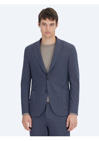 Kip Açık Lacivert Çizgili Modern Fit Takım Elbise Açık Lacivert