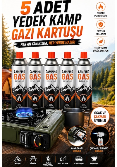 5 Adet Kamp Gaz Kartuşu 400 Ml Kartuşlu Ocak Ve Pürmüz Uyumlu Butan Gaz Tüpü Yedek Kamp Gazı Seti Çok Renkli