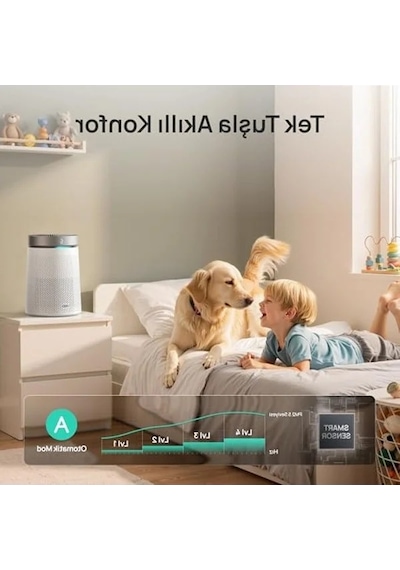 Akıllı Hava Temizleyici, Hepa Filtre İle Ultra Sessiz Çalışma Ve Led Ekran 150 Mm