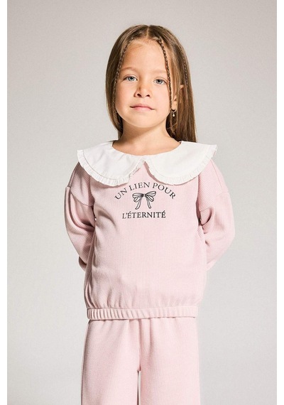 Defacto Kız Bebek Standart Fit Büyük Yaka Baskılı Sweatshirt G1773a525aupr345 Mor