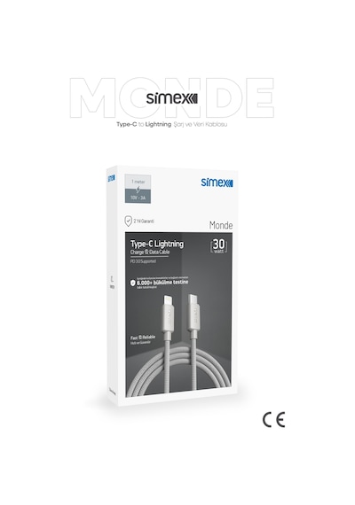 Simex 11 12 13 14 Pro Max Serisi Type-c To Lightning Hızlı Şarj Kablosu, Apple iPhone Uyumlu Şarj Kablosu, Gri, 1 Metre