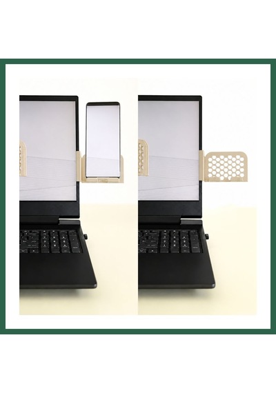 Bezos 3d Baskı Monitor Telefon Tutucu - Petek Desenli Laptop Kenar Telefon Tutucu-bej Bzs01 Standart