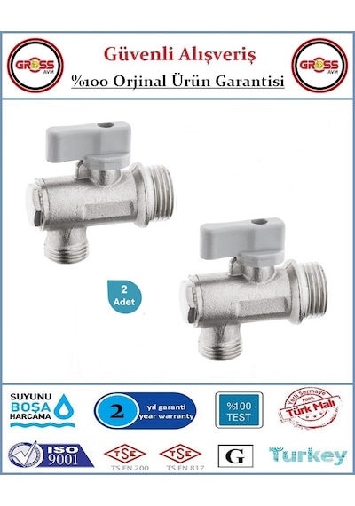 Küresel Taharet Musluğu - Ara Musluk - %100 Prinç - 2 Adet