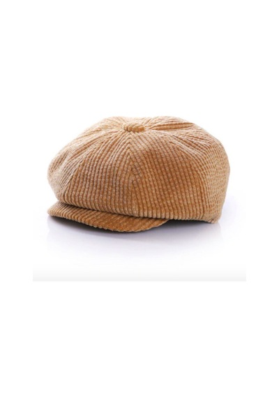 Cap For Little Coolios- Açık Kahverengi Kadife Çocuk Kep Vintage Kahverengi