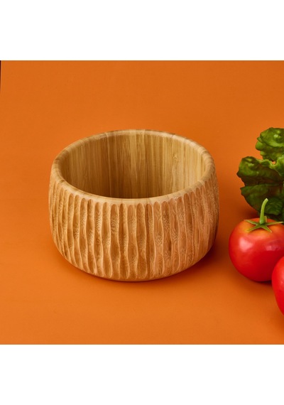 Mienn Bambu Curve Kase - Açık Kahverengi - 18x9,5 Cm Renkli