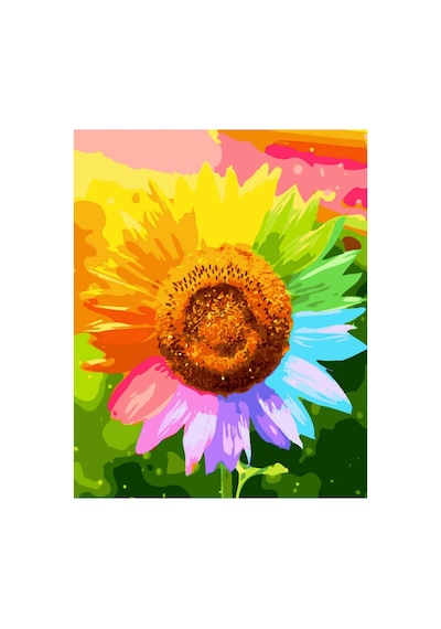 Rengarenk Çiçekçik Sticker Çerçevesiz 70x90 Sayılarla Boyama Hobi Seti