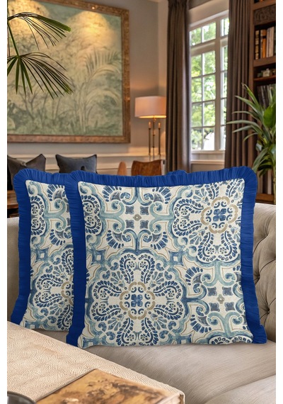 Lüks Vintage Motifli Saçaklı Yastık Kılıfı - Akdeniz Stili Mavi Altın Renkli Püsküllü Kırlent Kılıfı Orman Koyu Yeşil Lüks Vintage Motifli Saçaklı Yastık Kılıfı - Akdeniz Stili Mavi Altın Renkli Püsküllü Kırlent Kılıfı Orman Koyu Yeşil