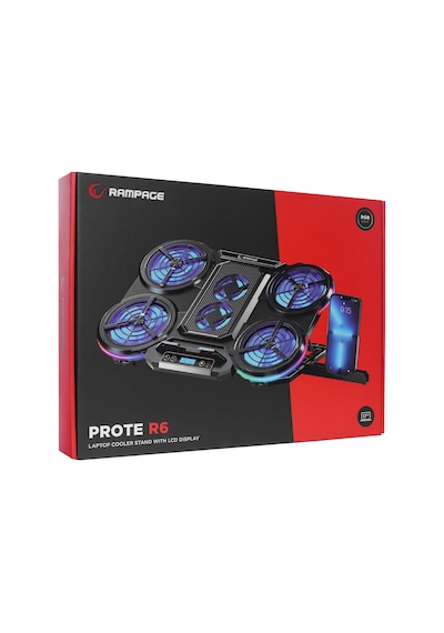 Rampage Prote R6 Rgb Işıklı 6 Fanlı Telefon Standlı Notebook Soğutucu