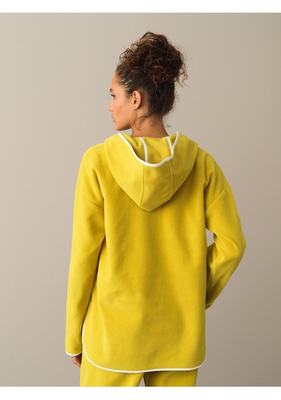 Xint Sarı Oversize Kapüşonlu Polar Sweatshirt 400525
