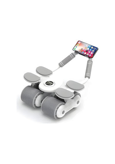 4 Tekerlekli Ab Roller Mekik Aleti Telefon Tutuculu Karın Egzersiz Tekerleği Ev Fitness Aleti