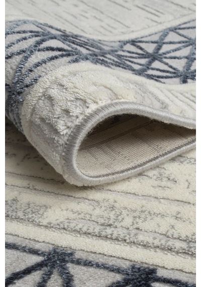 4212 Krem - Gri -mavi Akrilik Dokuma Halı Yumuşak Salon Oturma Odası Halısı