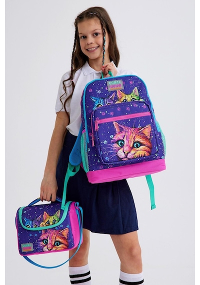 Coral High Kids Mor Pembe Kedi Desenli 3 Lü Okul Çanta Seti Set0123732
