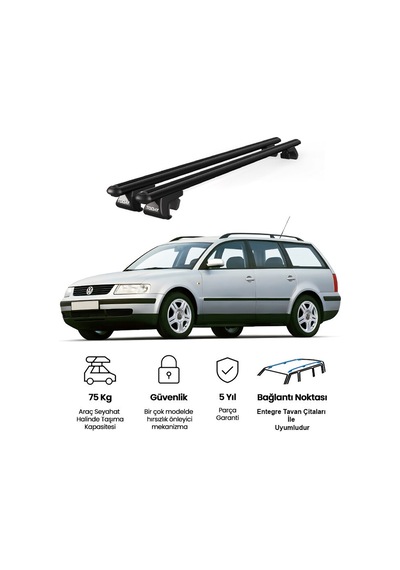 Volkswagen Passat Variant B5 1997-2005 Uyumlu Siyah Ara Atkı Port Bagaj Tavan Barı