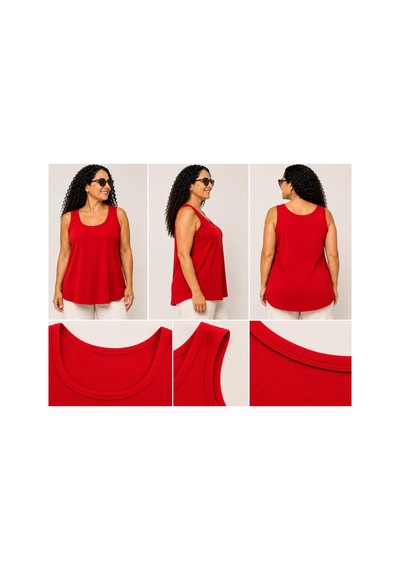 Paw Garage Kadın Büyük Beden Günlük Bluz - Kare Yaka Biyeli Atlet 3xl Sıyah 3xl Sıyah Pwgglm5145
