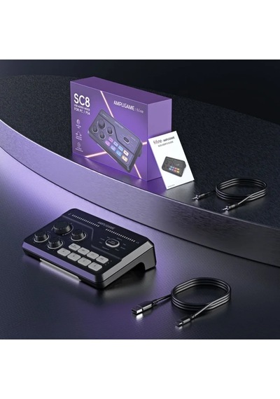 Fifine Ampligame Sc8 Usb Oyuncu Ses Mikseri Beyaz