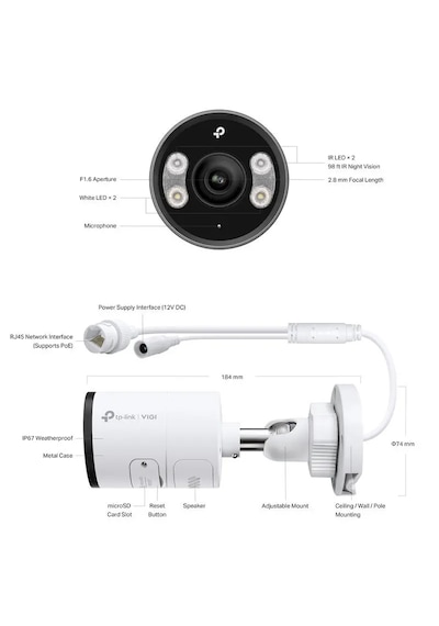 Tp-lınk Vıgı Insıght S345 4mp 4mm 30mt Full Color Bullet Kamera