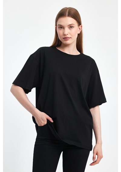Odda 0008 Kadın Oversize Tişört Siyah