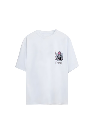 Noıssey Mona Lisa Tasarımlı Unisex Oversize T-shirt Beyaz