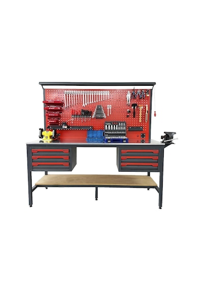 Takpower 2 Metre Takım Tezgahı 6 Çekmeceli Kırmızı