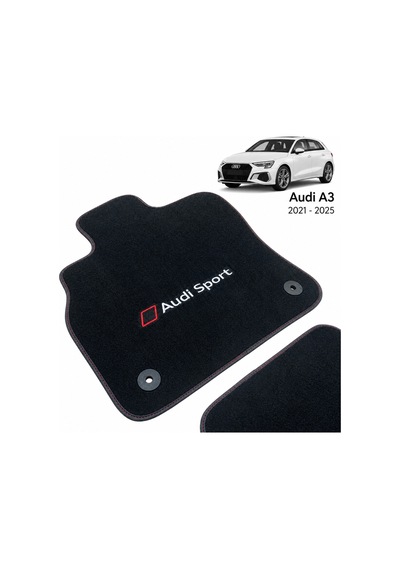 Oto Halı Paspas Seti Audi A3 2021-2025 Uyumlu Sline Sport Kaymaz & Şık Tasarım - Siyah Sport