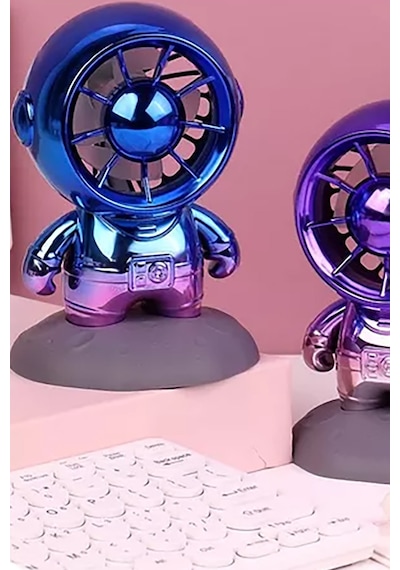 Yeni Usb Mini Sevimli Karikatür Aya Basan Astronot El Fanı Taşınabilir Ev Ofis Şirin El Masa Fanı
