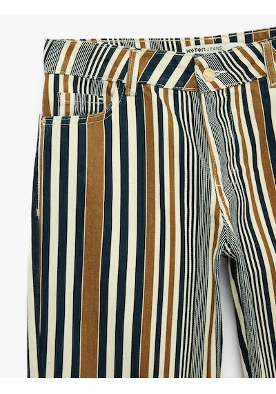 Koton Düğmeli Cepli Pamuklu Düşük Bel Düz Paça Çizgili Pantolon - Straight Fit Jean Kahverengi Çizgili 7wal40035mw Koton Düğmeli Cepli Pamuklu Düşük Bel Düz Paça Çizgili Pantolon - Straight Fit Jean Kahverengi Çizgili 7wal40035mw