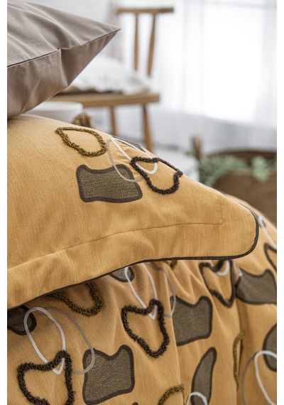 Vintage 6 Parça Çift Kişilik Pike Takımı Turuncu 240 X 260 Cm Turuncu