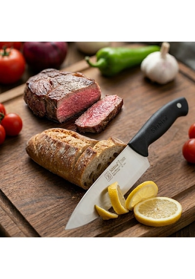 Sürmene Şef Aşçı Bıçağı Et, Ekmek, Sebze Günlük Genel Kullanım Mutfak Bıçak 32 Cm Sürbisa 61170 Siyah