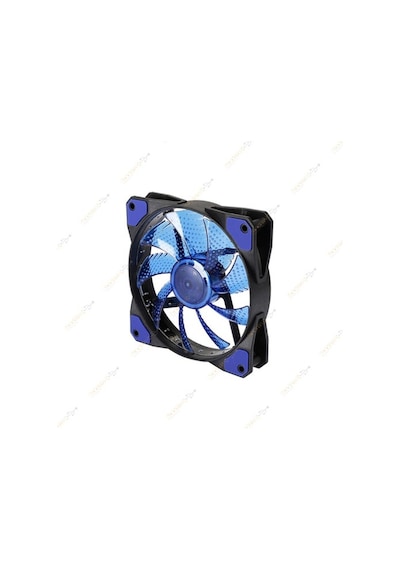 12Cm Kasa Fanı 3D 15 Led Lastik Pad Mavi Renk