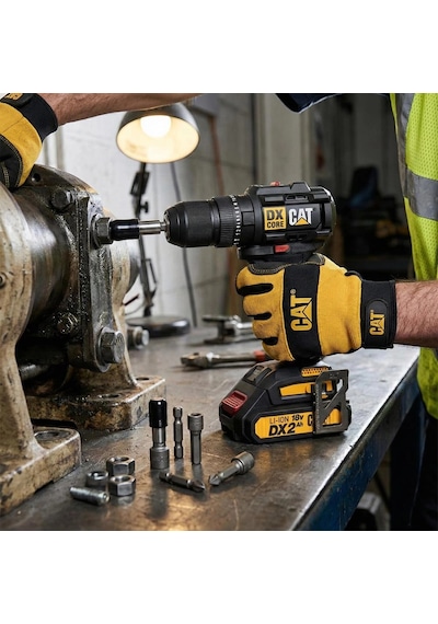 Cat Dx1010.1 18volt 2.0ah Li-ion Çift Akülü Kömürsüz Profesyonel Şarjlı Darbeli Matkap + 20 Parça De