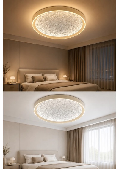 Modern Premium Kumandalı 3 Renkli Plafonyer Ledli Tavan Avizesi Salon 46w Modelleri Beyaz