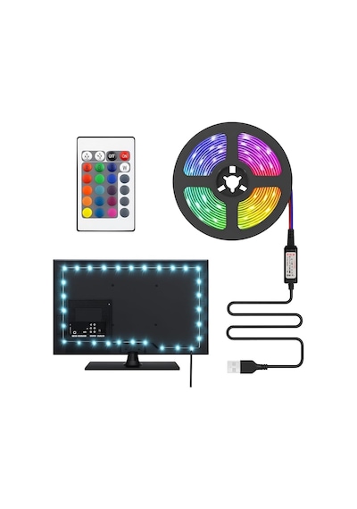 Monitör Ve Tv Arkası 3 Metre Rgb Şerit Led Seti - Cata Usb Bağlantılı, Uzaktan Kumandalı, 352 Renk Seçenekli Amb Çok Renkli