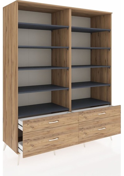 Kronos Gardrop 10 Raflı 4 Çekmeceli 4 Kapaklı 176x59x221 Çam-antrasit/çam Antrasit/çam Kronos Gardrop 10 Raflı 4 Çekmeceli 4 Kapaklı 176x59x221 Çam-antrasit/çam Antrasit/çam