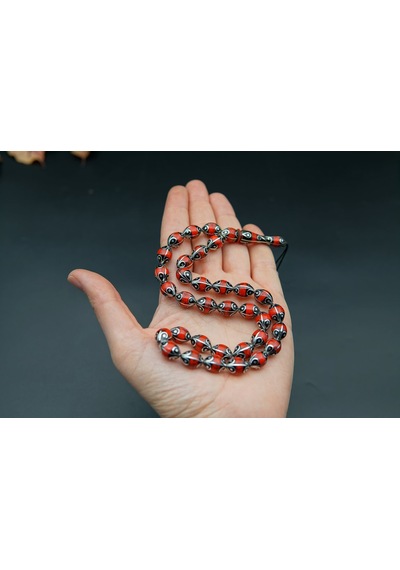 Beyzi Model Kırmızı Damla Oltu Taşı Tesbih St000152