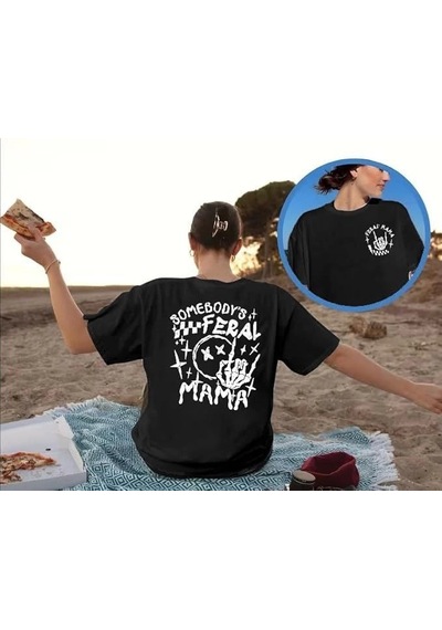 Modi Bisiklet Yaka Baskılı T-shirt - Siyah - Mymg142480