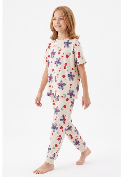 Alkın Kids 3-13 Yaş Kız Çocuk Kiraz Ve Çiçek Desenli %100 Pamuklu Kısa Kollu Pijama Takımı Bej Alkın Kids 3-13 Yaş Kız Çocuk Kiraz Ve Çiçek Desenli %100 Pamuklu Kısa Kollu Pijama Takımı Bej