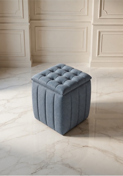 Yeni Sezon İthal Belora Kumaş Puf 40x40 Cm Ultra Yumuşak, Lüks Dokulu, Premium Kalite Kare Puf Mavi - 908231317 Mavi