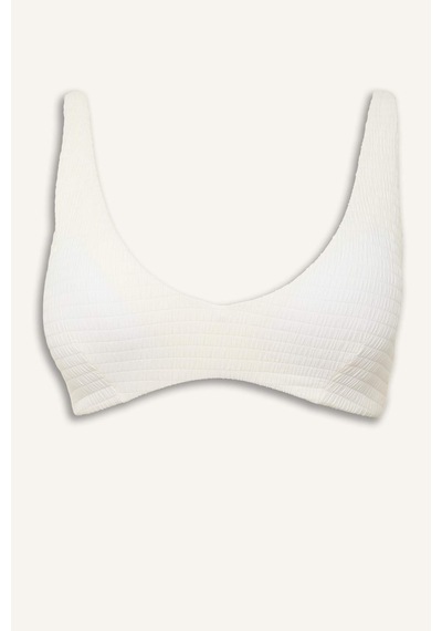 Defacto Regular Fıt Kırışık Dokulu Kumaş Kapalı Beyaz Bikini Üstü G3996ax26smwt16 Beyaz-wt16