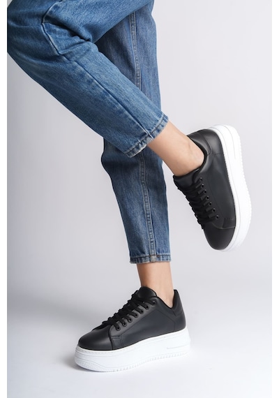 Dmr Elegance Bıana Bağcıklı Ortopedik Taban Kadın Sneaker Spor Ayakkabı Cbt - Siyah
