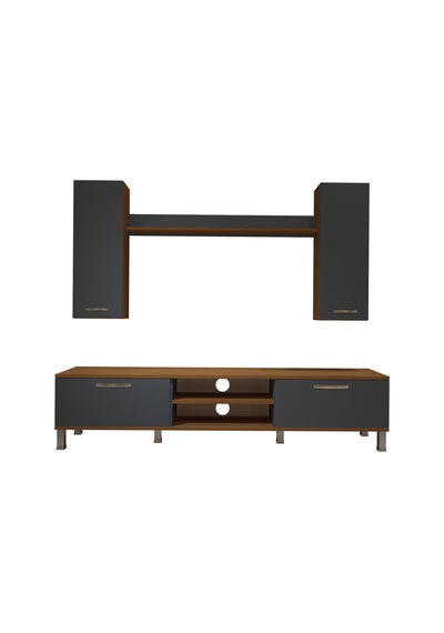 Decoraktiv Eko 7 Mdf Dvd Krom Ayaklı Tv Ünitesi Tv Sehpası Ceviz - Antrasit